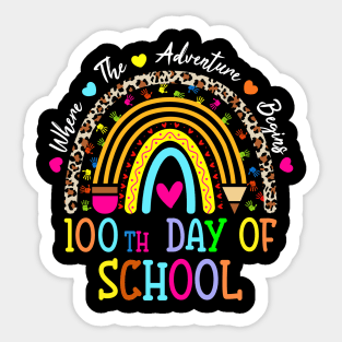 100th Day Of School Teacher - 100 Days Smarter Rainbow Sticker